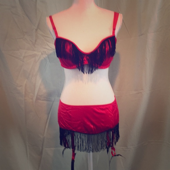 Frederick's of Hollywood Other - Vintage Fredericks of Hollywood red fringe bra set